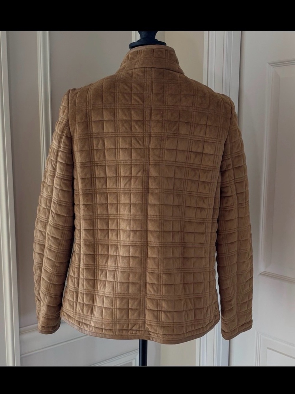 Tweeds Quilted Faux Suede Vintage Jacket M Tan Camel Equestrian Barn Coat Pocket - Picture 3 of 16